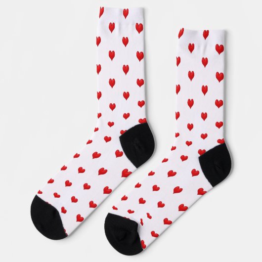 Red Hearts on White Socken (Linkes Detail)