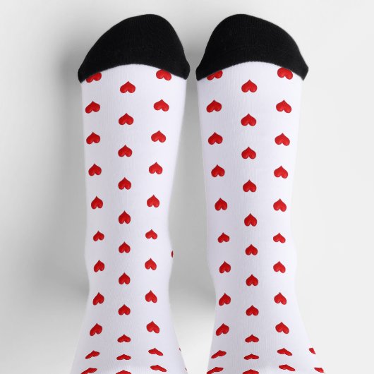 Red Hearts on White Socken (Oben)