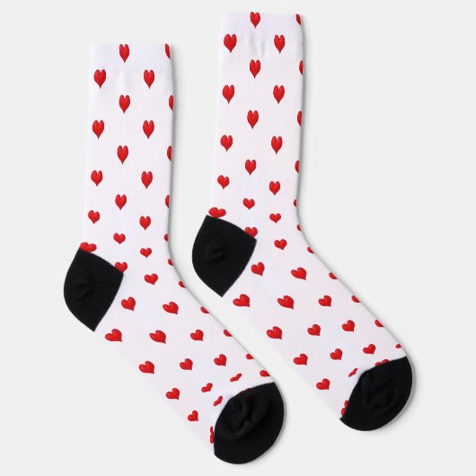 Red Hearts on White Socken (Rechts)