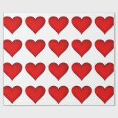 Red Hearts on White Wrapping Paper Geschenkpapier (Flach)