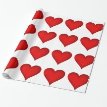 Red Hearts on White Wrapping Paper