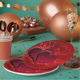 Red Hearts Paper Plate 9" Liebe Valentine Pappteller