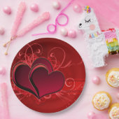 Red Hearts Paper Plate 9" Liebe Valentine Pappteller (Party)