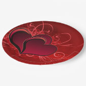 Red Hearts Paper Plate 9" Liebe Valentine Pappteller (Schrägansicht)