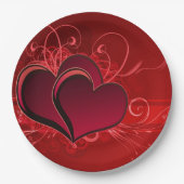 Red Hearts Paper Plate 9" Liebe Valentine Pappteller (Vorderseite)
