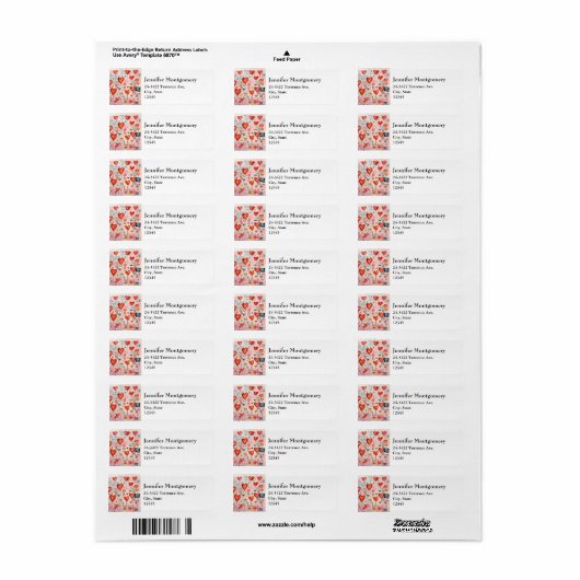 Red Hearts Pattern-Adresse der Whimsical-Liebe (Vorne)