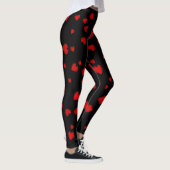 Red Hearts Pattern auf Schwarz Leggings (Rechts)