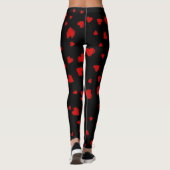 Red Hearts Pattern auf Schwarz Leggings (Rückseite)