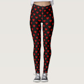 Red Hearts Pattern Liebe Black Fashion Yoga Workou Leggings (Vorderseite)
