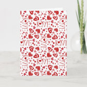 Red Hearts Pattern Love Script Happy Valentine's Karte (Vorderseite)