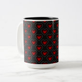 Red Hearts Pattern Red and Black Coffee Tasse (Vorderseite Links)