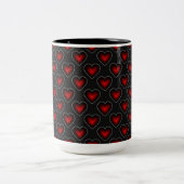 Red Hearts Pattern Red and Black Coffee Tasse (Mittel)
