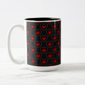 Red Hearts Pattern Red and Black Coffee Tasse (Links)