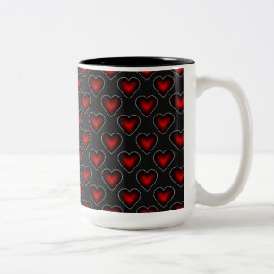 Red Hearts Pattern Red and Black Coffee Tasse