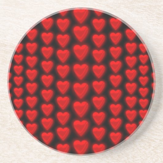 Red Hearts Pattern Sandstone Untersetzer (Vorne)