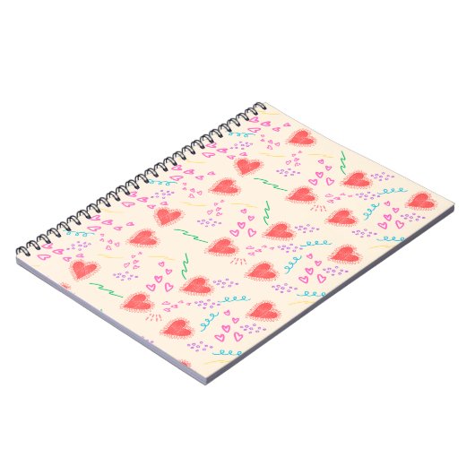 Red Hearts pattern Spiral Foto Notebook Notizblock (Linke Seite)