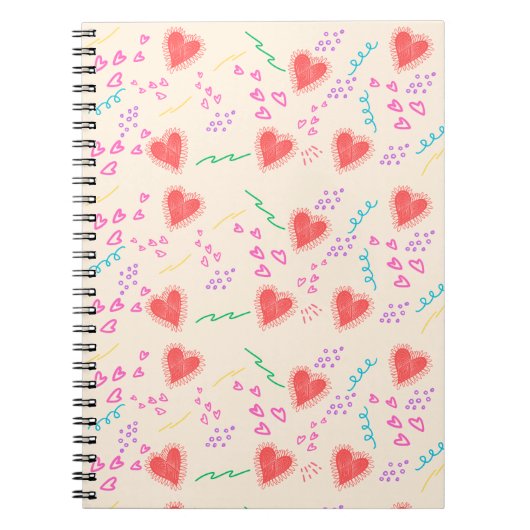 Red Hearts pattern Spiral Foto Notebook Notizblock (Vorderseite)