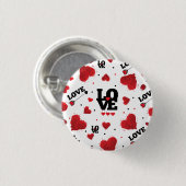 Red Hearts Pattern Valentine's Day Button (Vorne & Hinten)