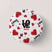Red Hearts Pattern Valentine's Day Button (Vorderseite)
