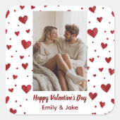 Red Hearts Pattern Valentine's Day Custom Sticker (Vorderseite)