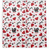 Red Hearts Pattern Valentine's Day Duschvorhang (Vorderseite)