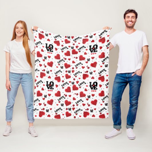 Red Hearts Pattern Valentine's Day Fleecedecke (Beispiel)