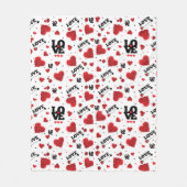 Red Hearts Pattern Valentine's Day Fleecedecke (Vorderseite)