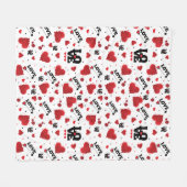 Red Hearts Pattern Valentine's Day Fleecedecke (Vorderseite (Horizontal))