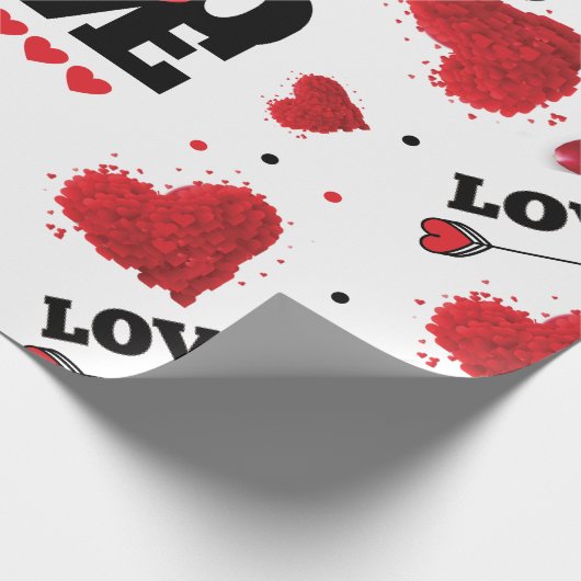 Red Hearts Pattern Valentine's Day Geschenkpapier (Ecke)
