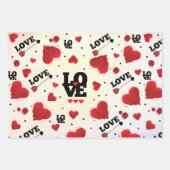 Red Hearts Pattern Valentine's Day Geschenkpapier Set (Vorderseite 3)