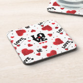 Red Hearts Pattern Valentine's Day Getränkeuntersetzer (Linke Seite)