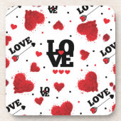 Red Hearts Pattern Valentine's Day Getränkeuntersetzer (Vorderseite)