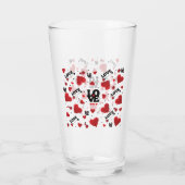 Red Hearts Pattern Valentine's Day Glas (Rückseite)