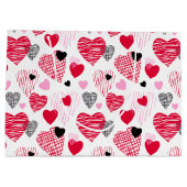 Red Hearts Pattern Valentine's Day Große Geschenktüte (Rückseite)