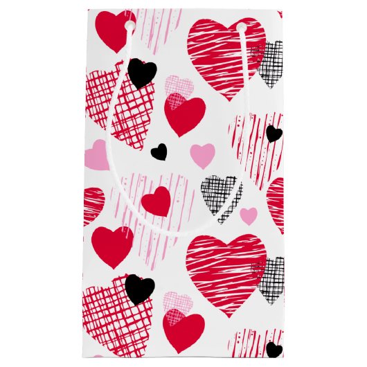 Red Hearts Pattern Valentine's Day Kleine Geschenktüte (Vorderseite)