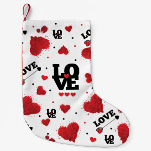 Red Hearts Pattern Valentine's Day Kleiner Weihnachtsstrumpf