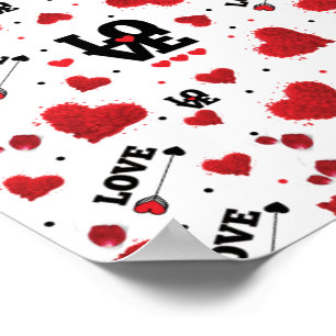 Red Hearts Pattern Valentine's Day Poster
