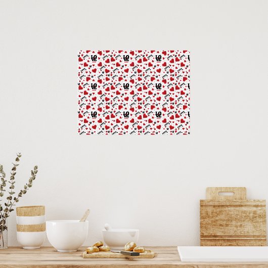 Red Hearts Pattern Valentine's Day Poster (Küche)