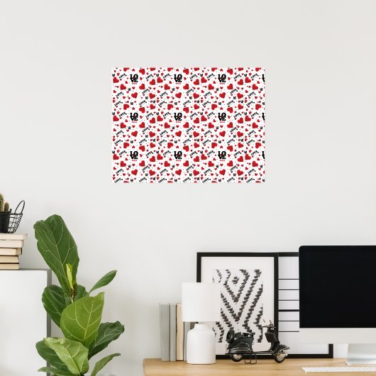 Red Hearts Pattern Valentine's Day Poster (Heimbüro)