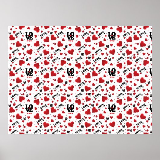 Red Hearts Pattern Valentine's Day Poster (Vorne)