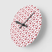Red Hearts Pattern Valentine's Day Runde Wanduhr (Winkel)