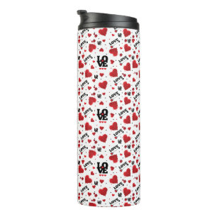 Red Hearts Pattern Valentine's Day Thermosbecher