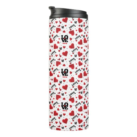 Red Hearts Pattern Valentine's Day Thermosbecher (Nach rechts gedreht)