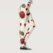 Red Hearts Pattern White Leggings - Romantic Valen (Rechts)