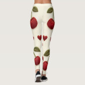 Red Hearts Pattern White Leggings - Romantic Valen (Rückseite)