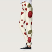 Red Hearts Pattern White Leggings - Romantic Valen (Links)