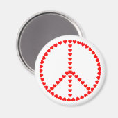 Red Hearts Peace Sign Hippie Magnet (Vorderseite/Rückseite)