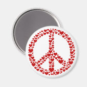 Red Hearts Peace Sign Magnet (Vorderseite/Rückseite)
