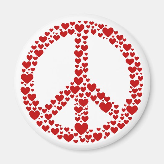 Red Hearts Peace Sign Magnet (Vorne)