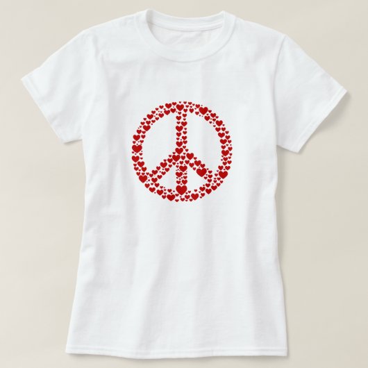 Red Hearts Peace Sign T - Shirt (Design vorne)